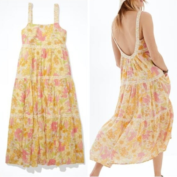 American Eagle Outfitters Boardwalk Floral Tiered Dress - Small - Picture 2 of 9